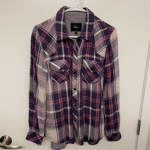 Rails Purple Plaid Button Down Top